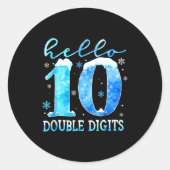 Sticker Rond Hello 10 Double Digits Snowflakes Winter Christmas (Devant)