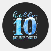 Sticker Rond Hello 10 Double Digits Snowflakes Winter Christmas (Devant)