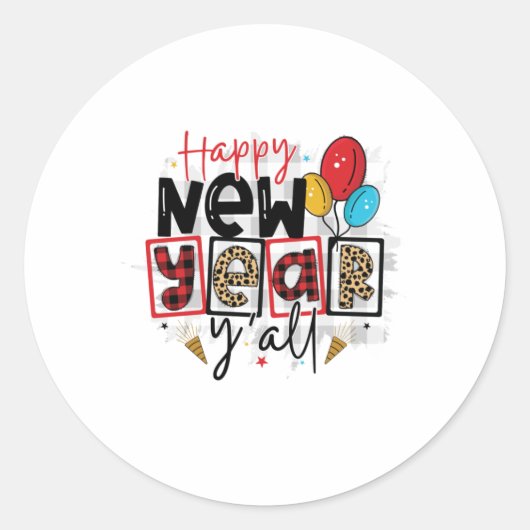 Sticker Rond Hello 2022 Happy New Year All (Devant)