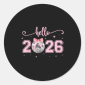 Sticker Rond Hello 2026 Cute Nk Bow 2026 New Year's Eve Party (Devant)