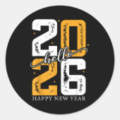 Sticker Rond Hello 2026 Happy New Year 2026 New Year's Eve Part (Devant)