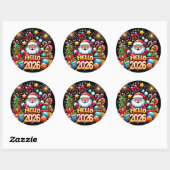 Sticker Rond Hello 2026 Santa Claus Christmas New Year (Feuille)