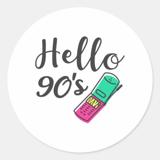 Sticker Rond Hello 90s Cellphone (Devant)