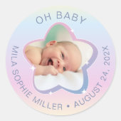 Sticker Rond Hello Baby Rainbow et Star Photo personnalisée (Devant)