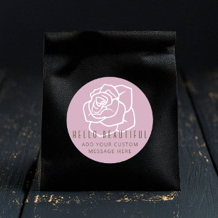 Sticker Rond Hello Beautiful - Personnalisé Rose rose moderne