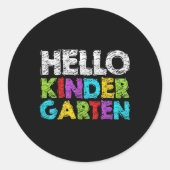 Sticker Rond Hello Kindergarten Funny Back To School Student &a (Devant)