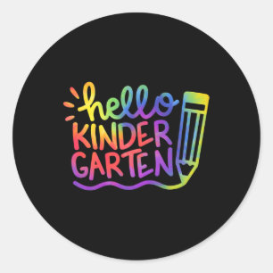 Sticker Rond Hello Kindergarten Teacher Tie Dye Bienvenue À Ret