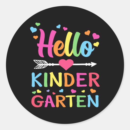 Sticker Rond Hello Kindergarten Team Kinder Back to School Teac (Devant)
