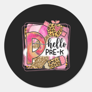 Sticker Rond Hello Pre-K Team PreK Retour à l'école Enseignante