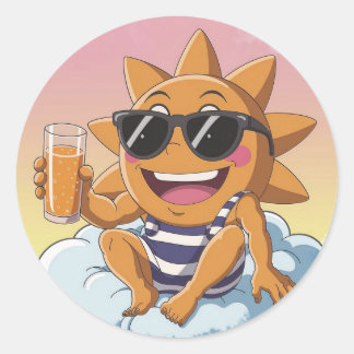 Sticker Rond Hello summer holiday