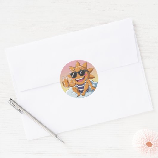 Sticker Rond Hello summer holiday (Enveloppe)