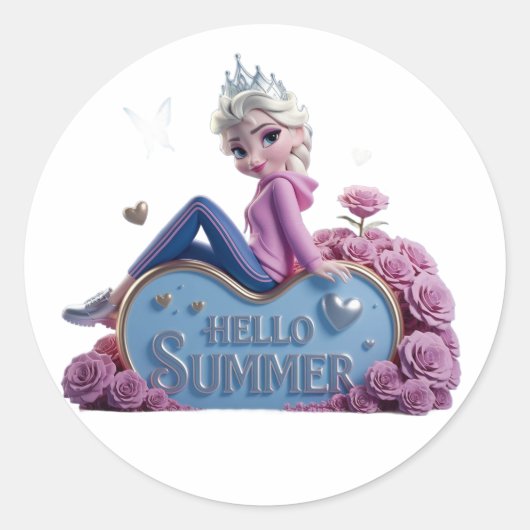 Sticker Rond Hello summer holiday (Devant)