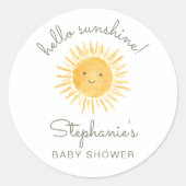 Sticker Rond Hello Sunshine Baby Shower  (Devant)