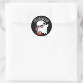 Sticker Rond Hello-ween Funny Ghost Pun Dark BG (Sac)