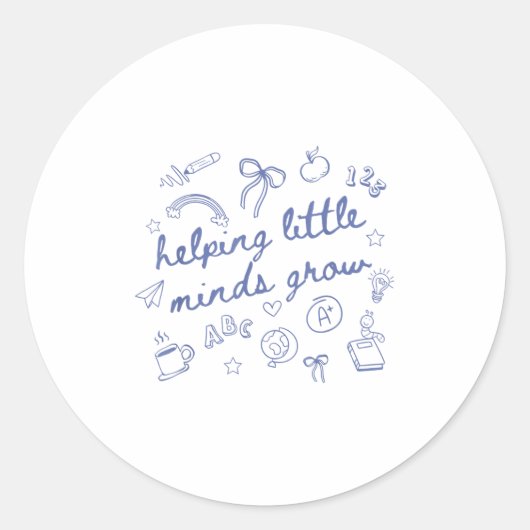 Sticker Rond Helng Little Minds Grow Cute New Teacher Creative (Devant)