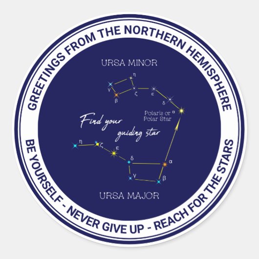 Sticker Rond Hémisphère Nord Trouver Polaris Star (Devant)