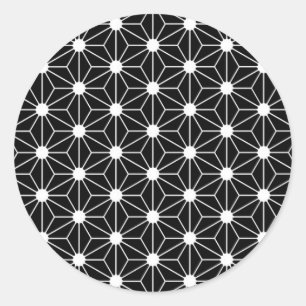 Sticker Rond Hemp Leaf Asanoha japan motif geomet traditionnel