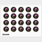 Sticker Rond Hen dans Couronne rose Bachelorette Party Custom (Feuille)