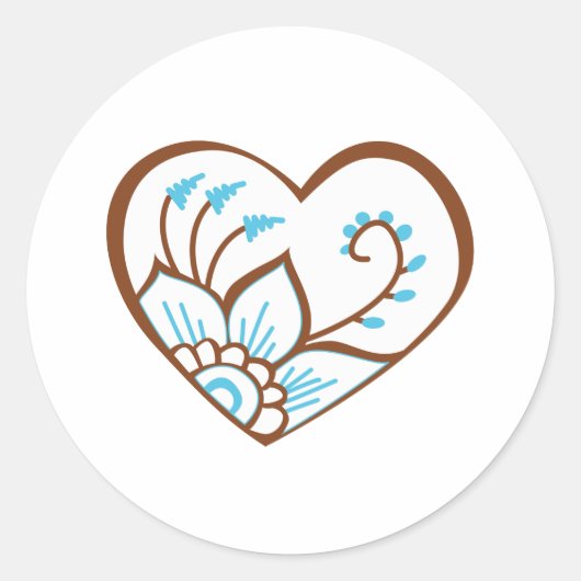 Sticker Rond Henna Heart Blue (Devant)