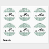 Sticker Rond Henna Mabrook arabe en vert (Feuille)