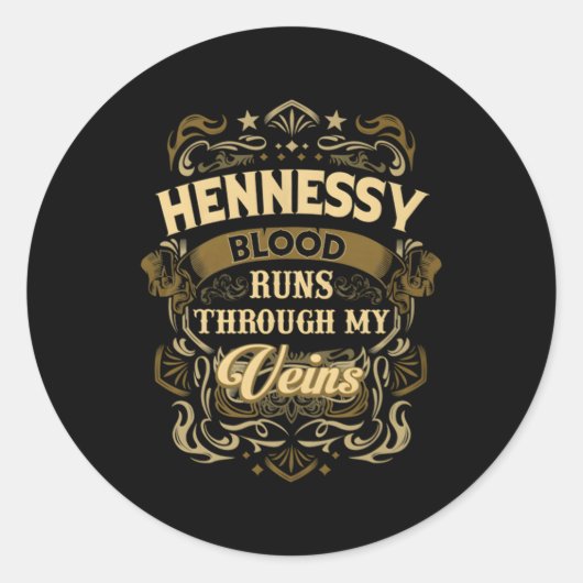 Sticker Rond Hennessy Blood Thru Mes Veines (Devant)
