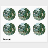 Sticker Rond Henri Rousseau - La jungle équatoriale (Feuille)