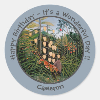 Sticker Rond Henri Rousseau Tiger & Bull Party Items Collection