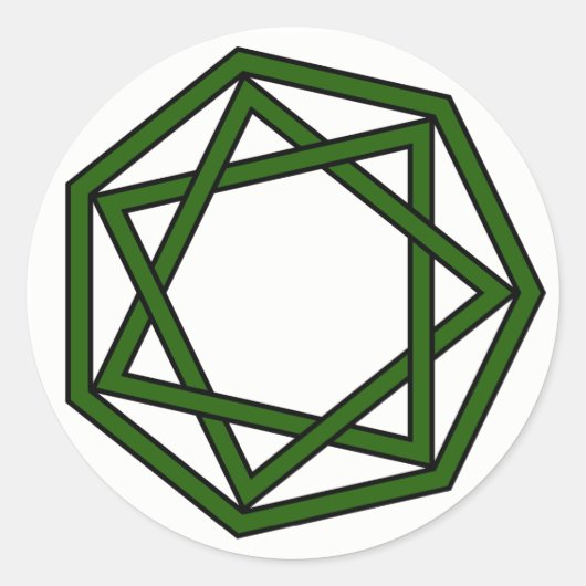Sticker Rond Heptagram vert foncé en Heptagon (Devant)