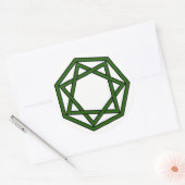 Sticker Rond Heptagram vert foncé en Heptagon (Enveloppe)