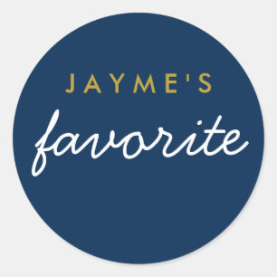 Sticker Rond "Her" Favori Weeding Snack Navy Blue Gold White