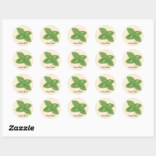 Sticker Rond Herbe Basil douce (Feuille)