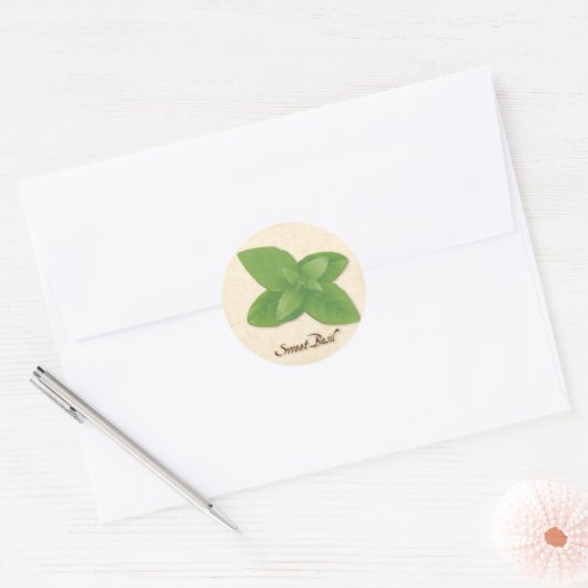 Sticker Rond Herbe Basil douce (Enveloppe)
