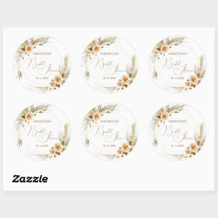 Sticker Rond Herbe de la pampa boho élégant tropical