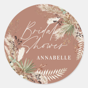 Sticker Rond Herbe de pampa élégante moderne pour la douche de
