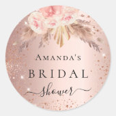 Sticker Rond herbe de pampa rose gold florale pour la douche de (Devant)