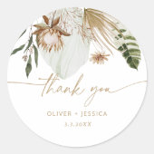 Sticker Rond Herbe de pampa tropicale mariage classique bâton r (Devant)