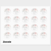 Sticker Rond Herbe des Pampas et Fleurs Roses Tropicales (Feuille)