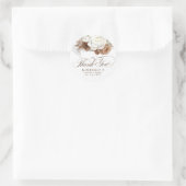 Sticker Rond Herbe des Pampas Marron Blanc Floral Merci (Sac)