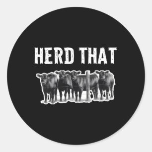 Sticker Rond Herbe T Vache noire Angus