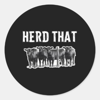 Sticker Rond Herbe T Vache noire Angus