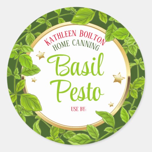 Sticker Rond Herbes basilic pesto étoiles Maison italienne (Devant)