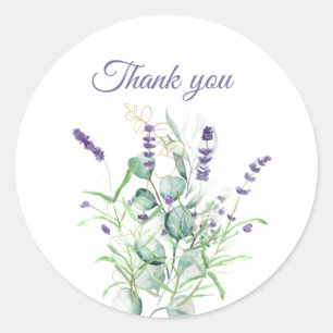 Sticker Rond Herbes d'aquarelle Lavender Eucalyptus violet