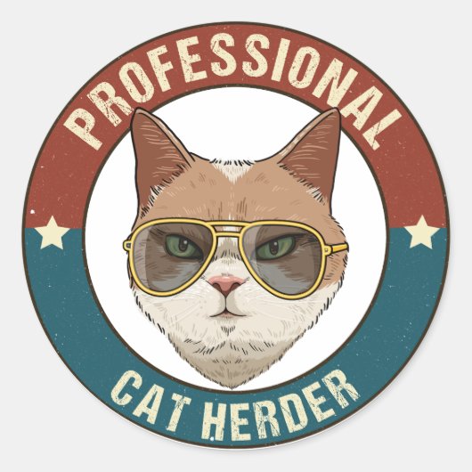 Sticker Rond Herder de chat professionnel (Devant)