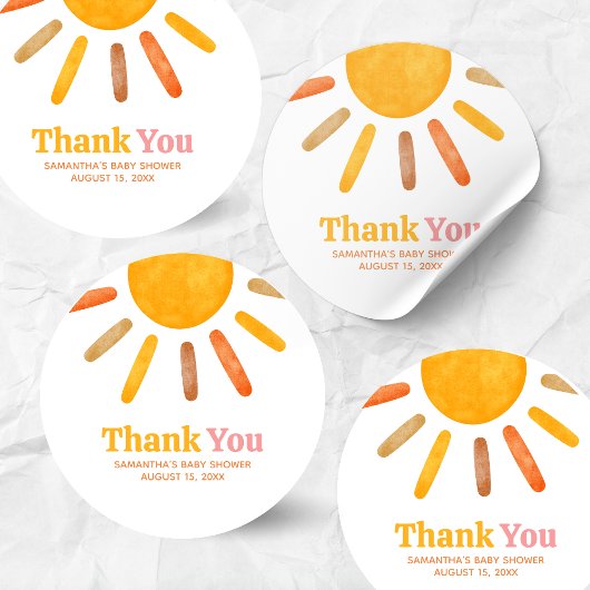 Sticker Rond Here comes the Sun  Baby Shower