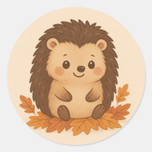 Sticker Rond Hérisson d'automne mignon