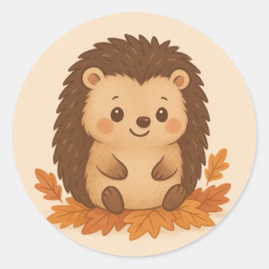 Sticker Rond Hérisson d'automne mignon (Devant)