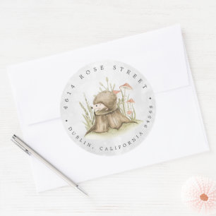 Sticker Rond Hérisson de Woodland Forest Baby Return Adresse