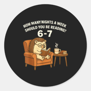 Sticker Rond Hérisson Drôle Lisant Livre 67 Six Sept Meme