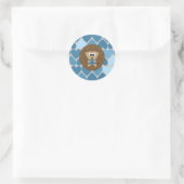 Sticker Rond Hérisson et Coeurs Bleus (Sac)