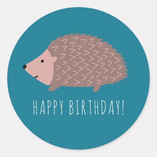 Sticker Rond Hérisson forêt Joyeux Anniversaire (Devant)